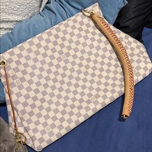 Louis Vuitton Beige and White Checkered Tote